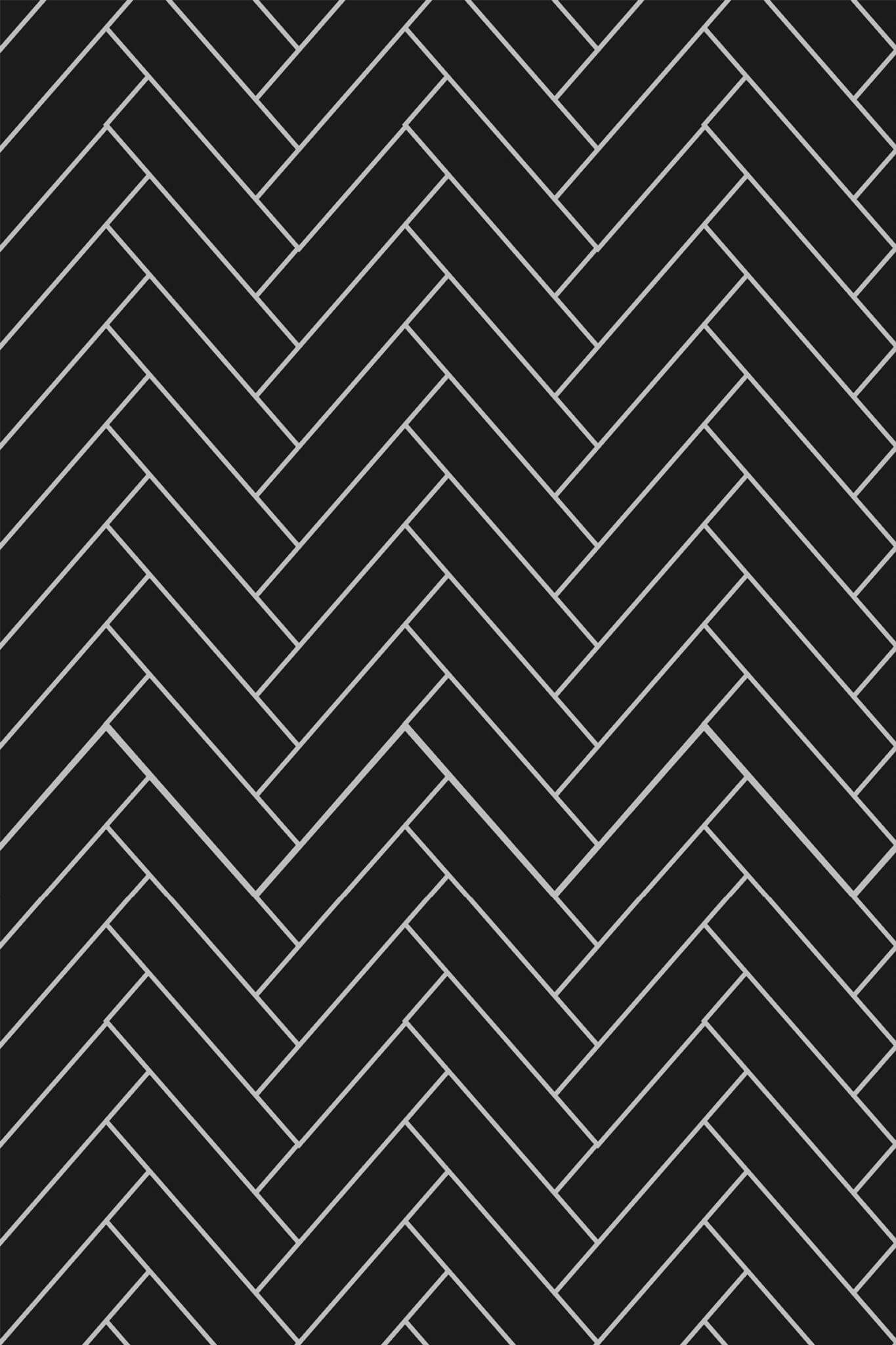 The Isaline Wallpaper — Onyx Herringbone — black herringbone pattern repeat removable