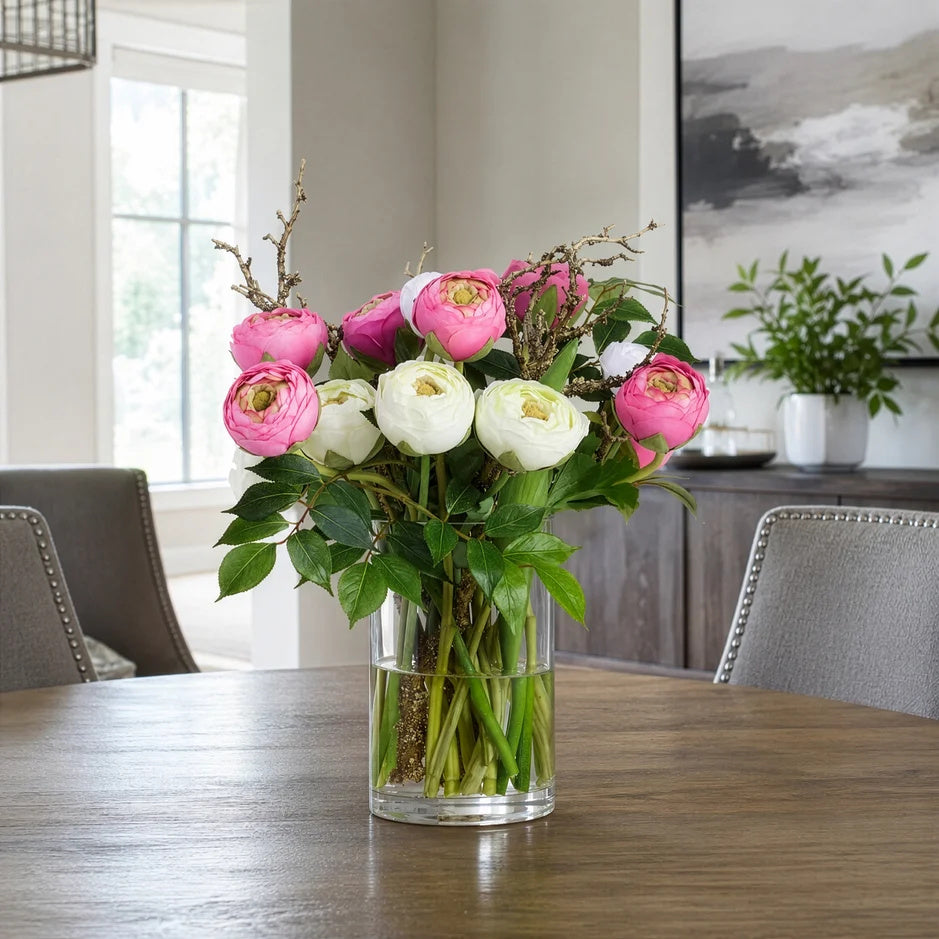 The Clarisse Ranunculus Arrangement | Pink & White Ranunculus in Glass