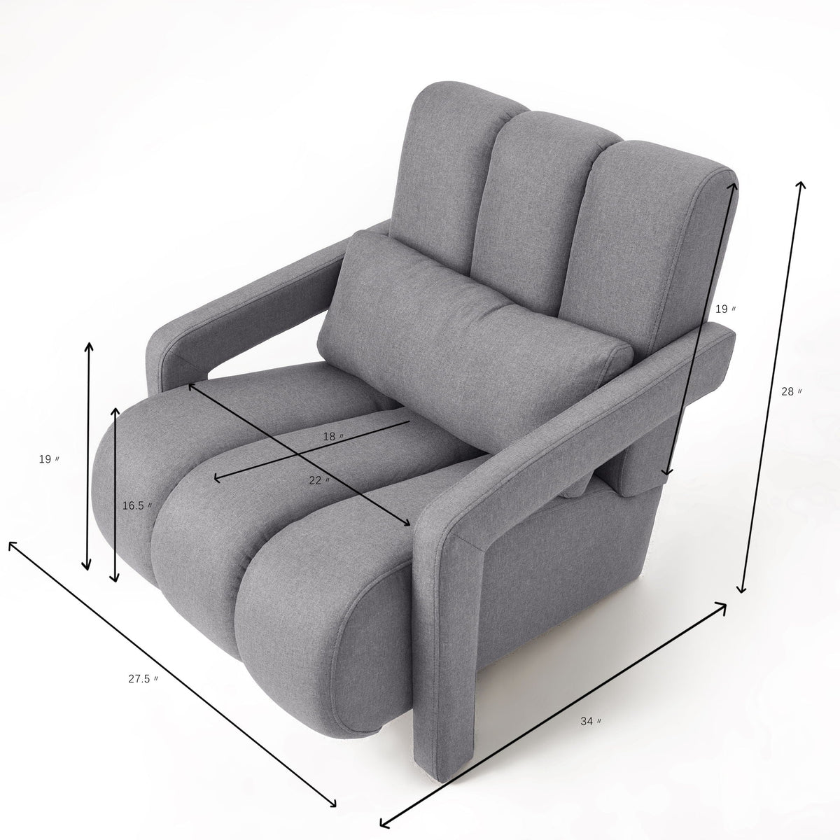The Cosette Accent Chair | Dark Gray Linen with Vertical Tufting