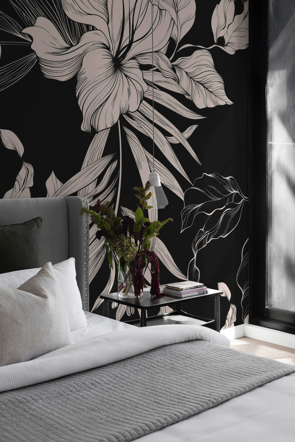 Sidonie Mural — Midnight Botanical Line Art — product view