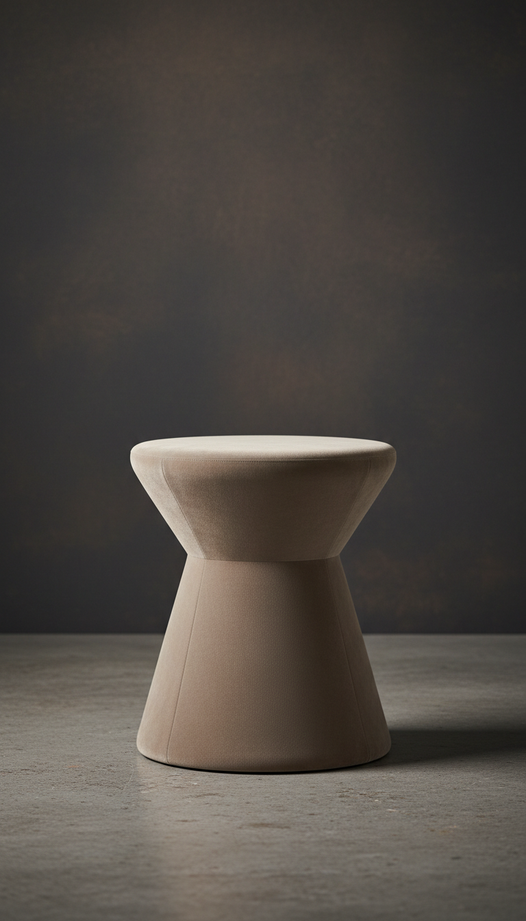 Taupe velvet pedestal side table with hidden storage