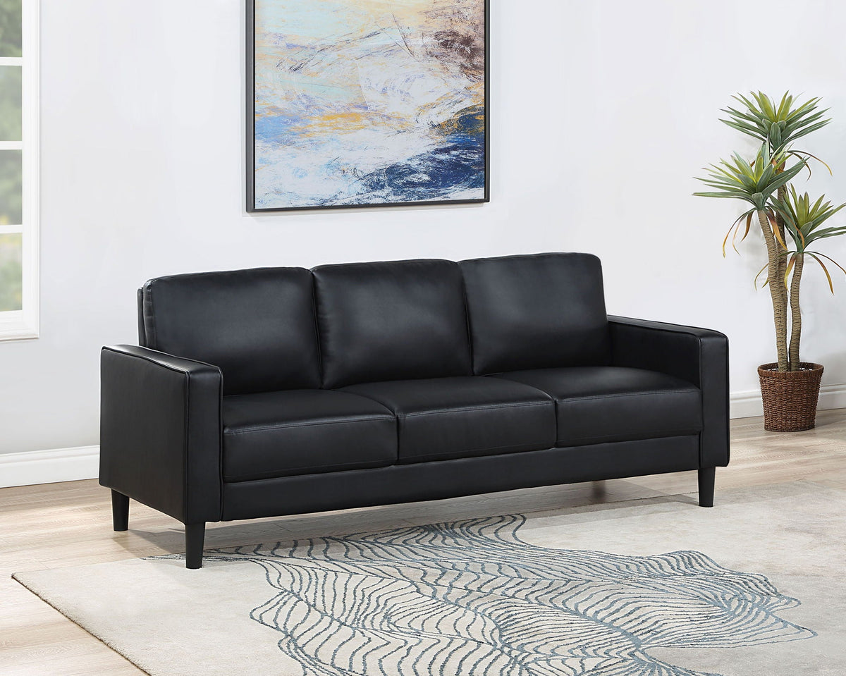 The Monique Sofa | Black Faux Leather