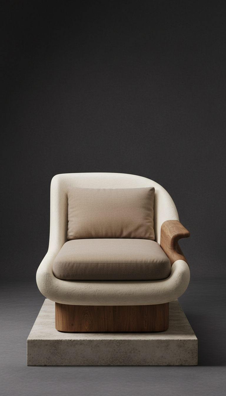 Sculptural chaise lounge in ebony oak