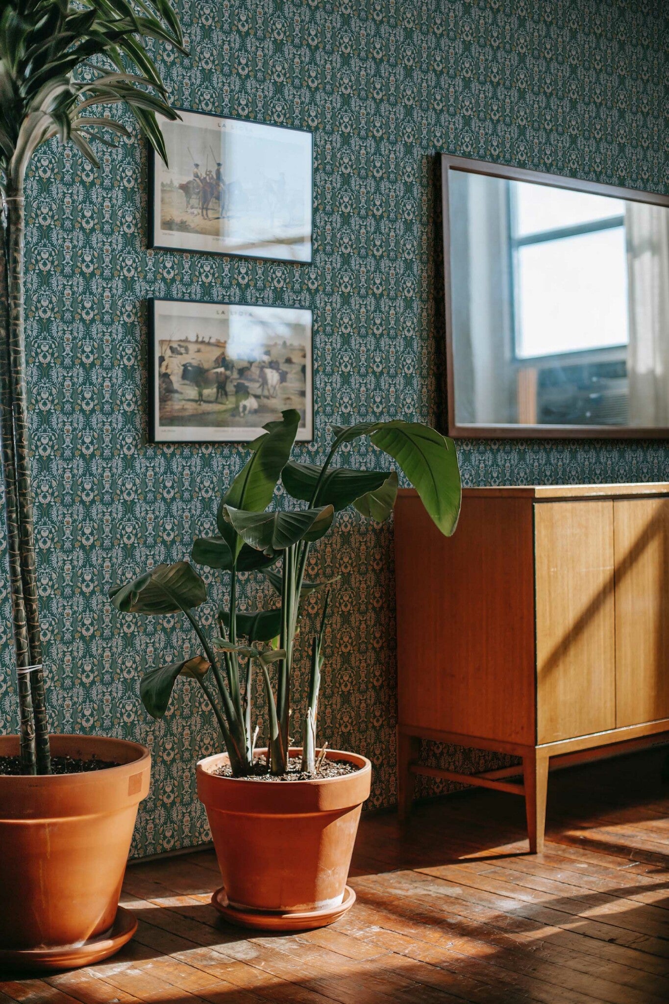 The Corentine Wallpaper — Forest Damask — product view