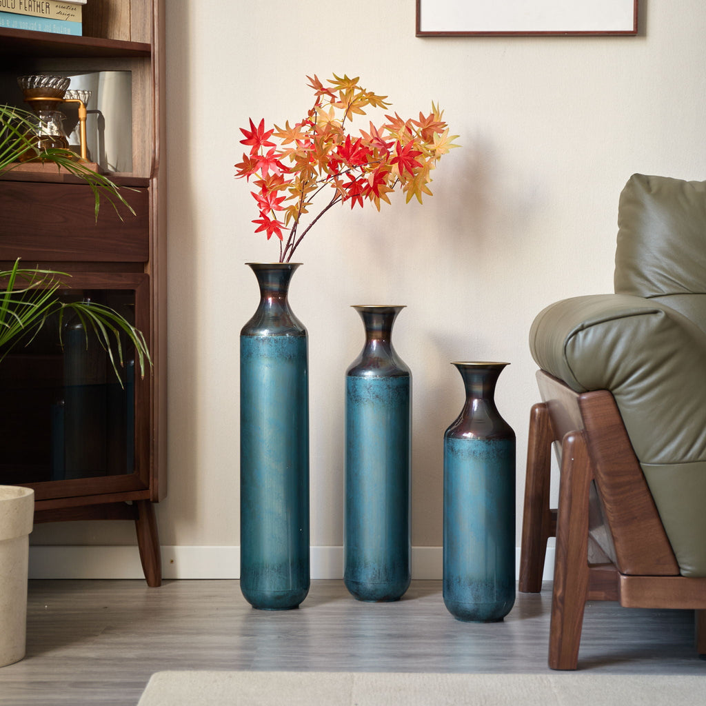 The Fleurine Vase Trio — Fire-Patinated Metal — ecd jpg