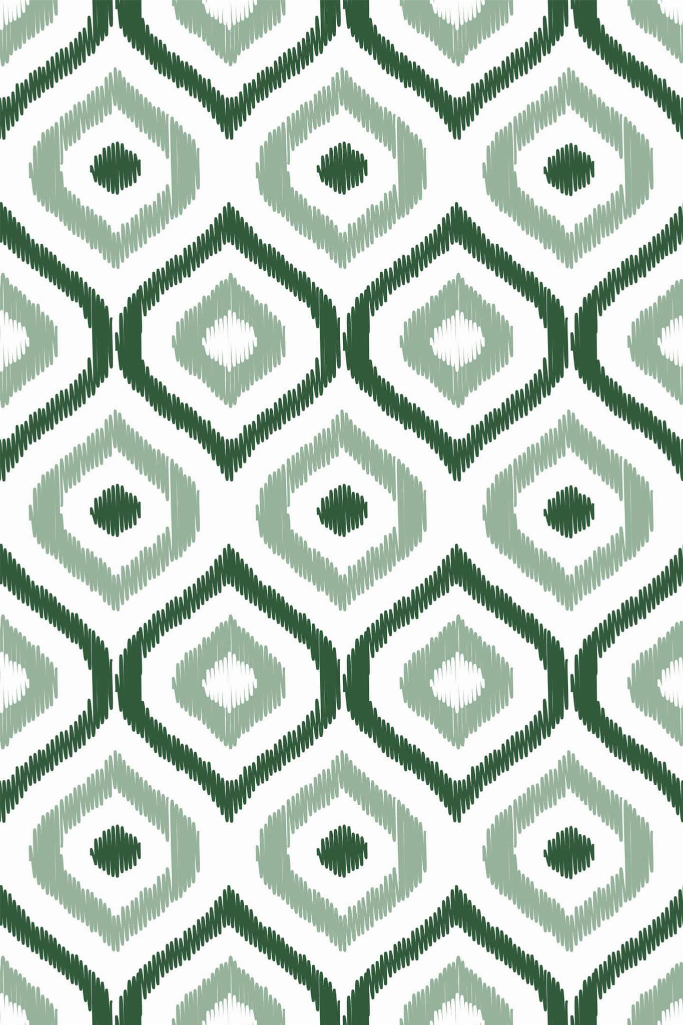 The Ondine Wallpaper — Sage Ikat — green ikat pattern repeat removable