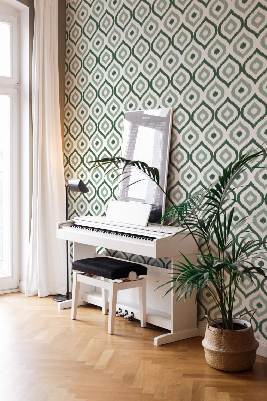 The Ondine Wallpaper — Sage Ikat — green ikat removable wallpaper modern