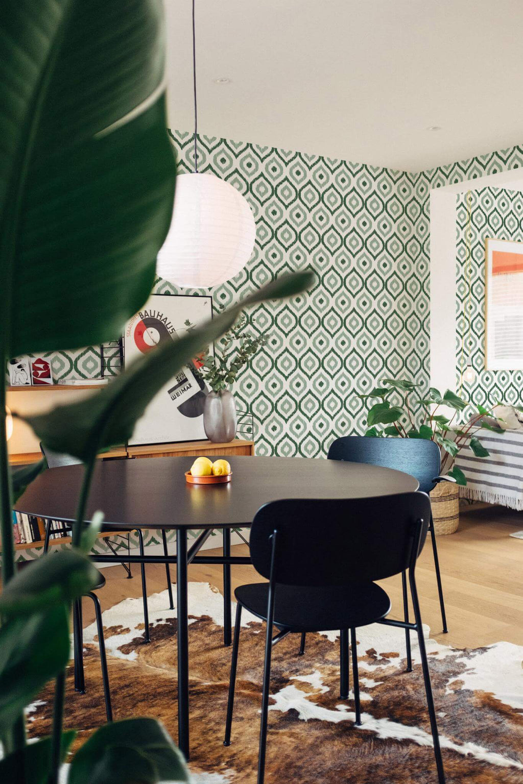 The Ondine Wallpaper — Sage Ikat — green ikat removable wallpaper scandinavian