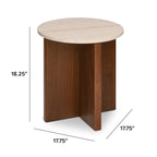 The Coralie Side Table | Travertine, Walnut Base