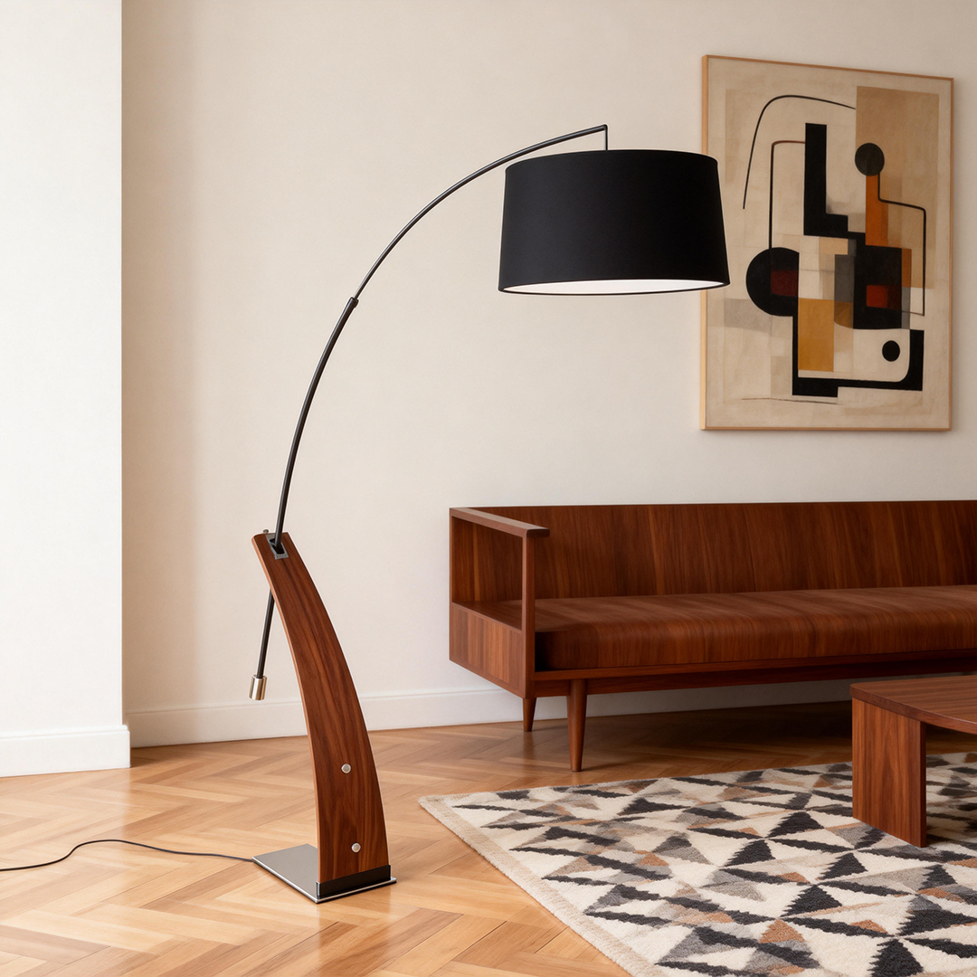 The Éloïse Floor Lamp — Walnut & Marble — jimeng png