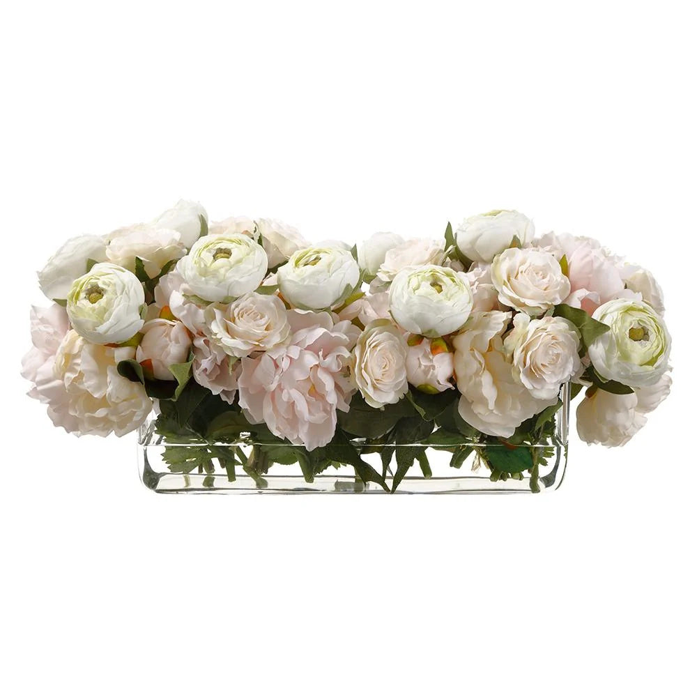 The Lucette Floral Arrangement | Low Ivory & Blush Centerpiece