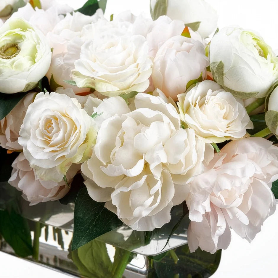 The Lucette Floral Arrangement | Low Ivory & Blush Centerpiece