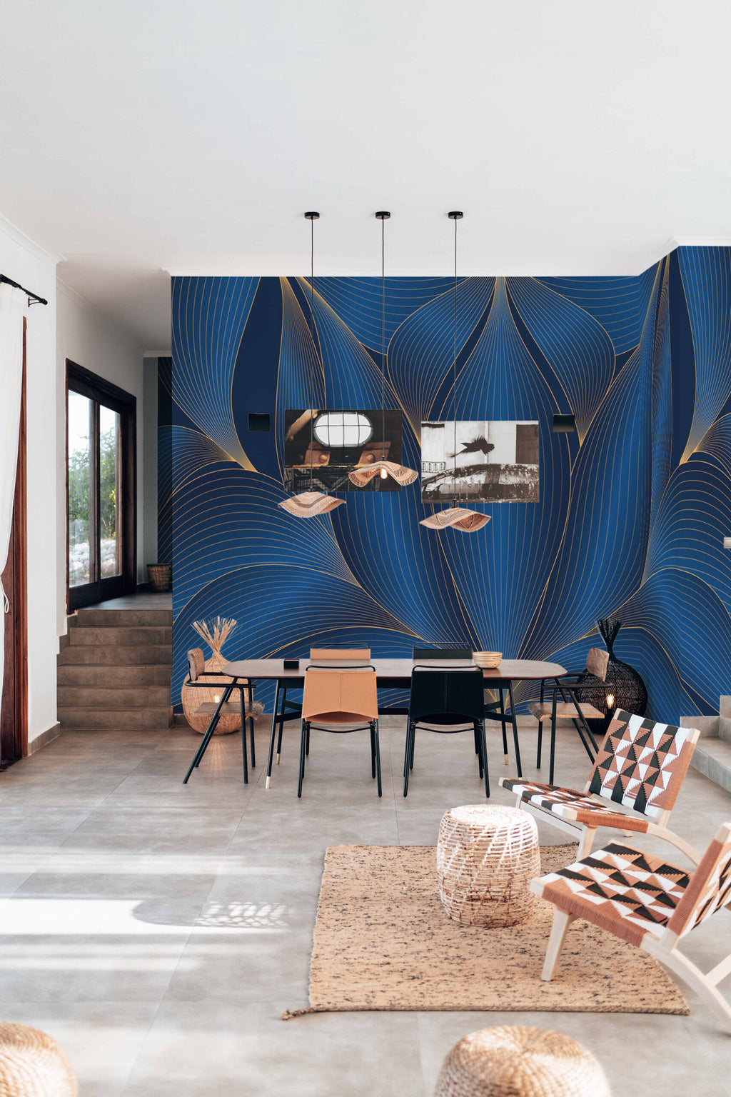 Théodine Mural — Deco Waterlily — midnight deco waterlily removable wall