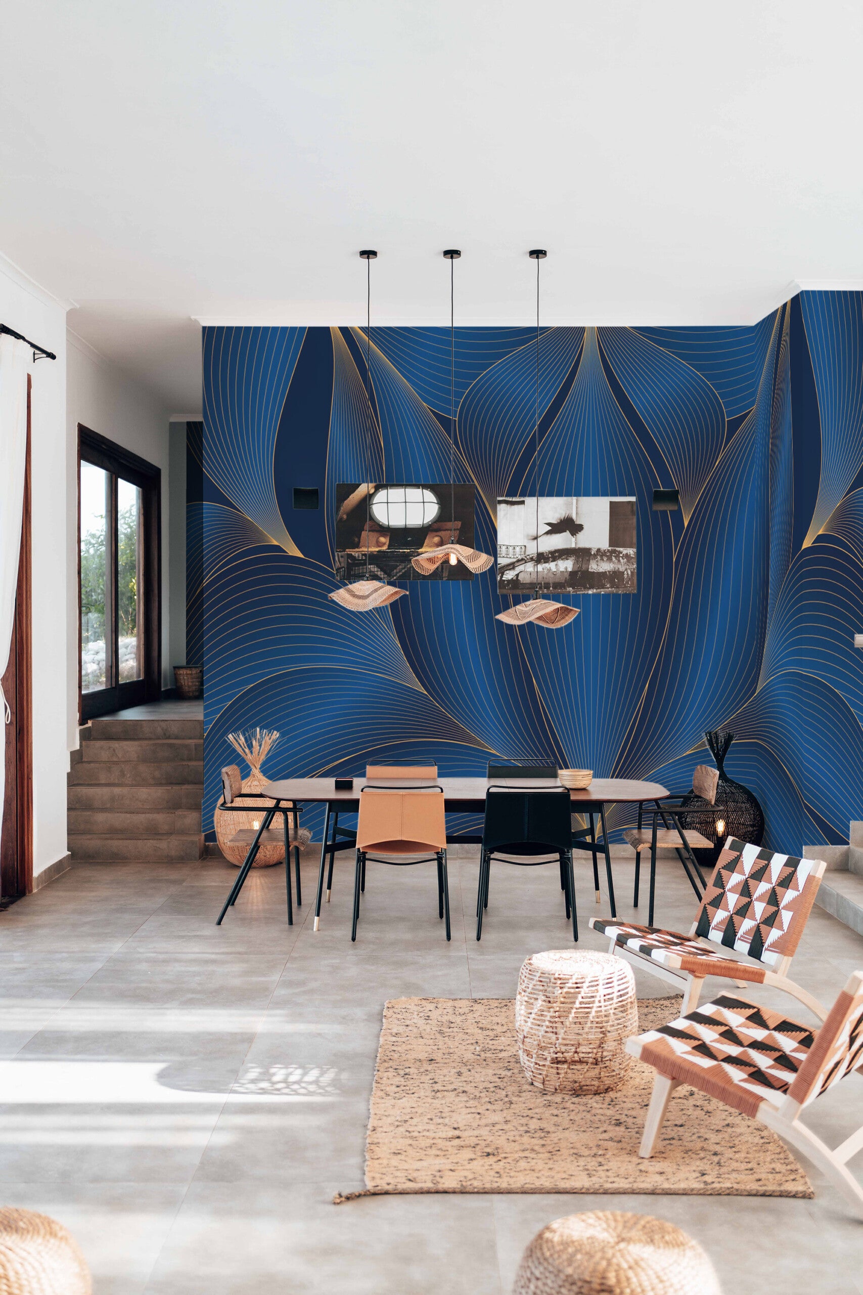 Théodine Mural — Deco Waterlily — midnight deco waterlily removable wall