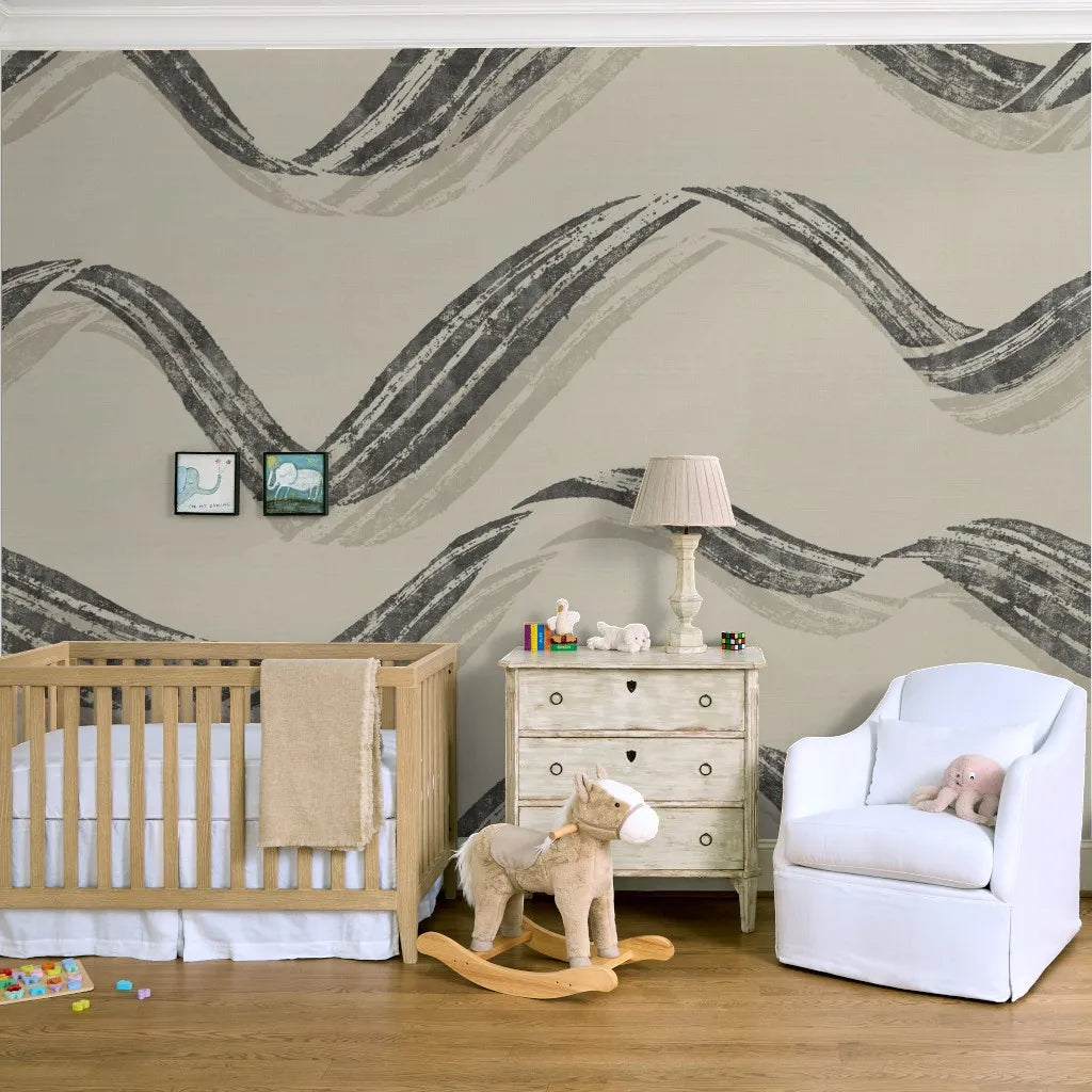 The Maëlys Mural — Sculpted Windswept Wave — nursery grasscloth webp