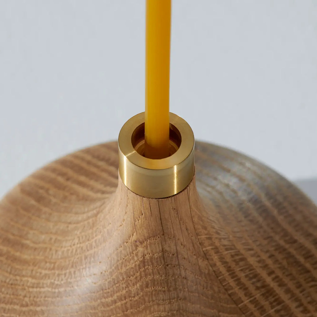 The Clovis Oak Candle Holder | Oiled Oak & Brass