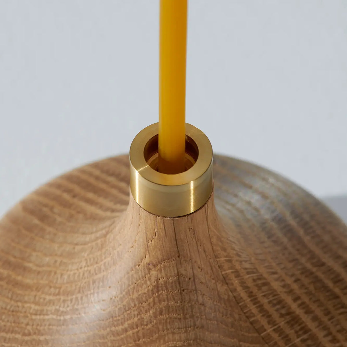 The Clovis Oak Candle Holder | Oiled Oak & Brass