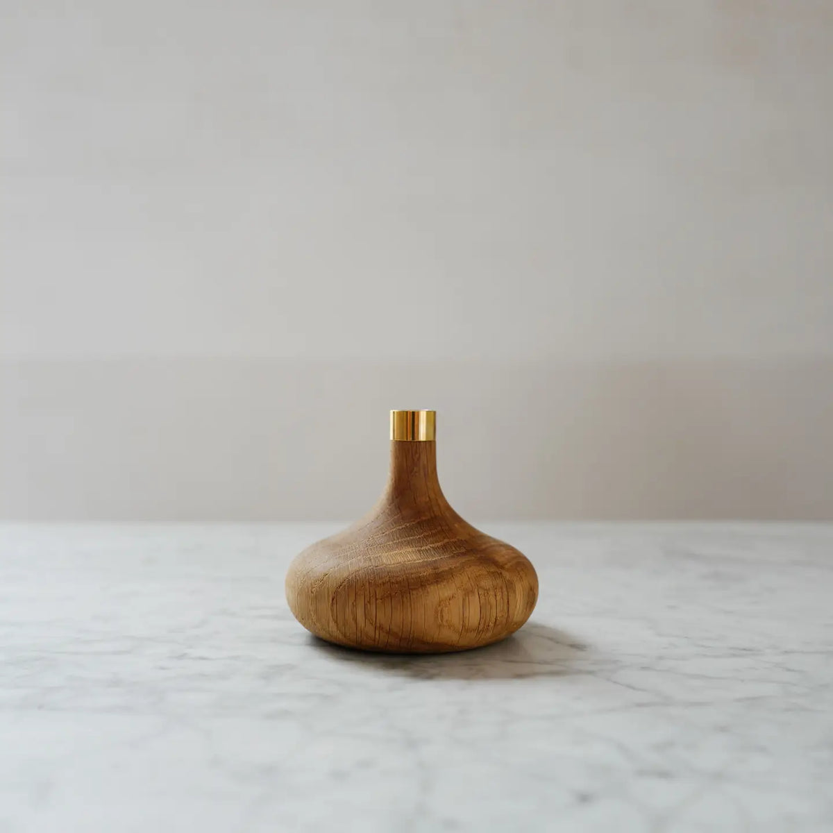 The Clovis Oak Candle Holder | Oiled Oak & Brass