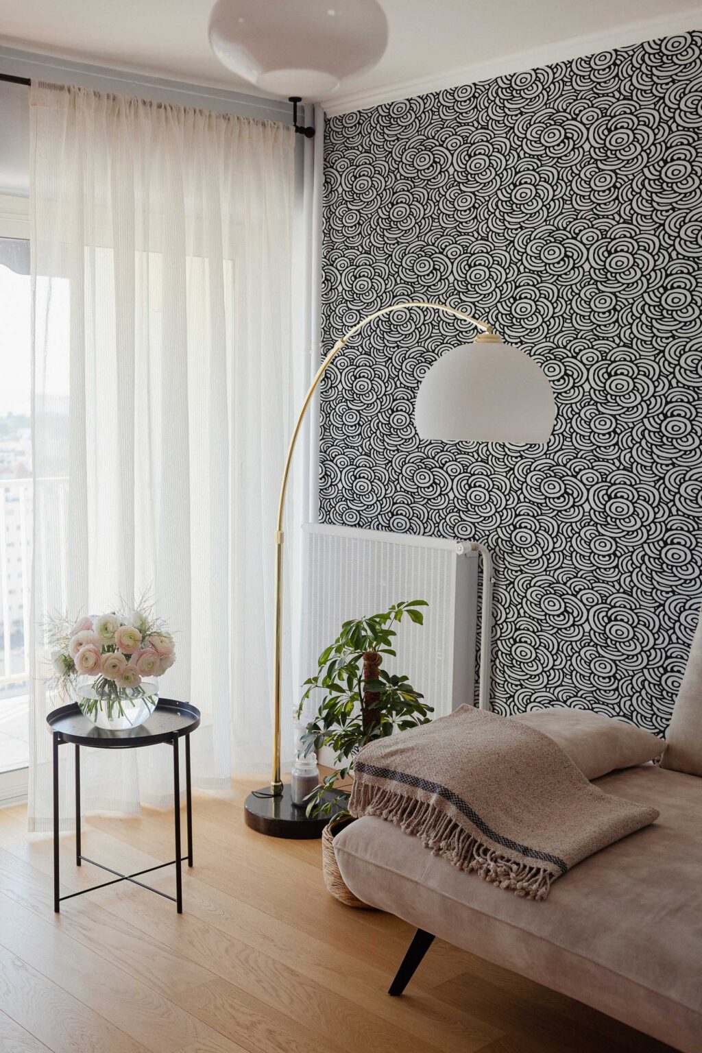 The Josette Wallpaper — Concentric Ink — overlapping circles self adhesive wallpaper