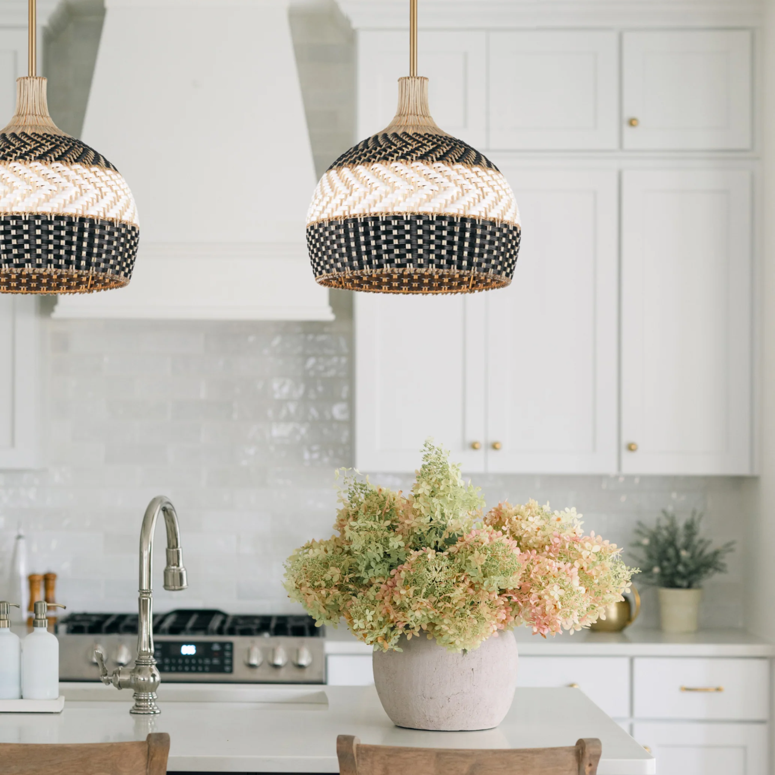 The Zanzibar 3-Light Pendant — Woven Rattan — pen png