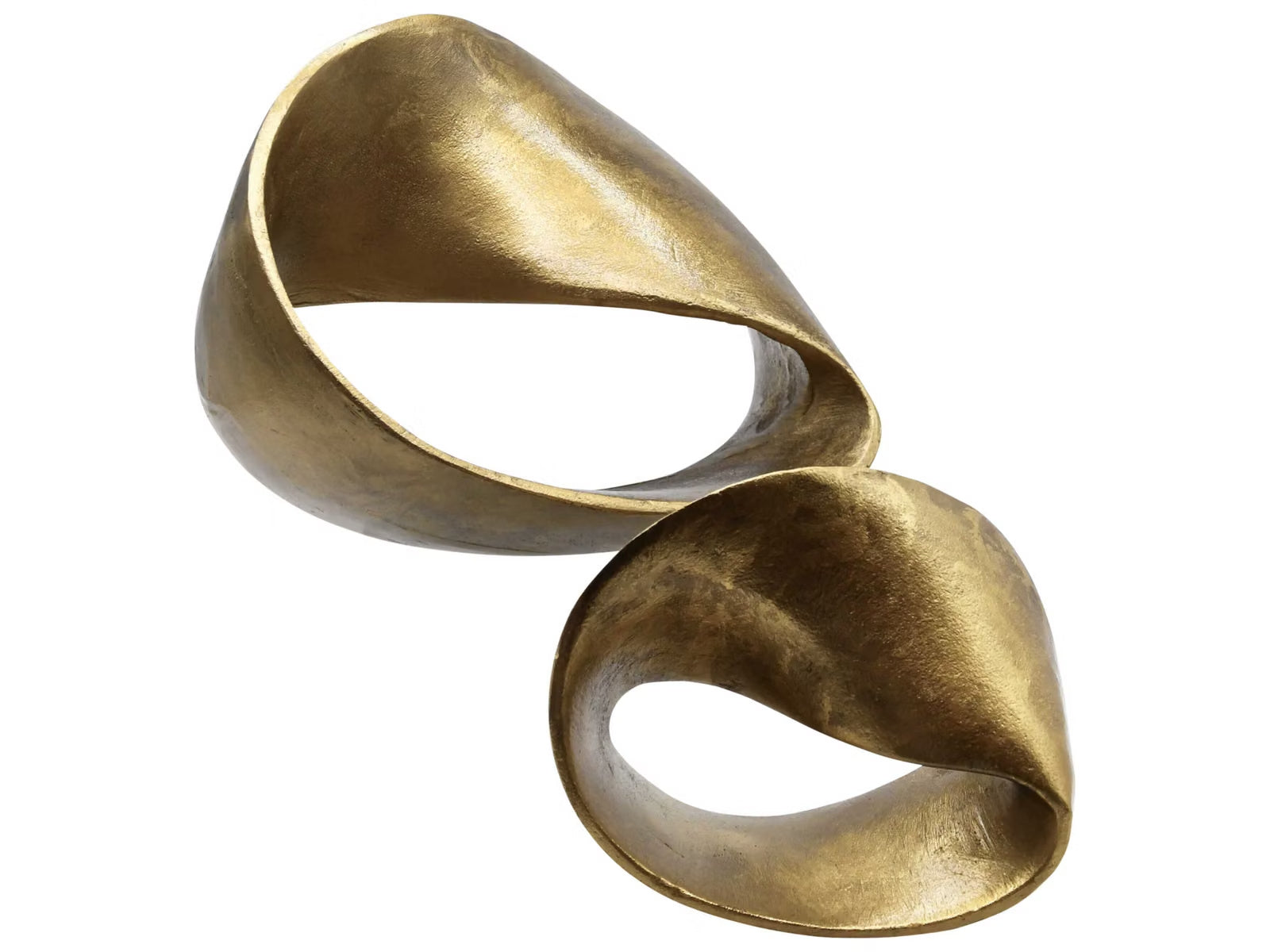 The large Ruben Abstract Sculpture is displayed with a larger companion version, showing the repeated open-loop form at two scales.