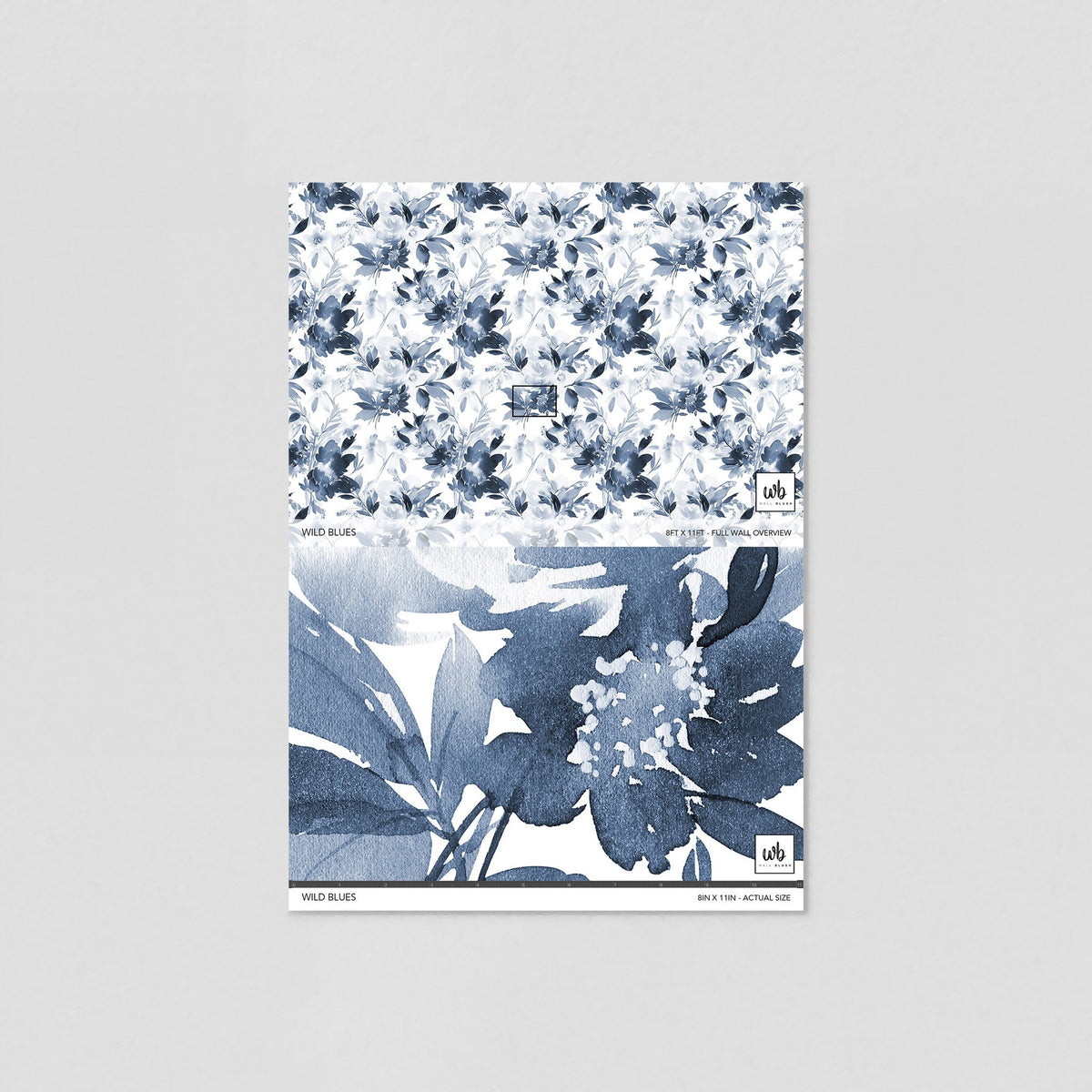 The Élodine Wallpaper — Indigo Watercolor Bloom — sample jpg