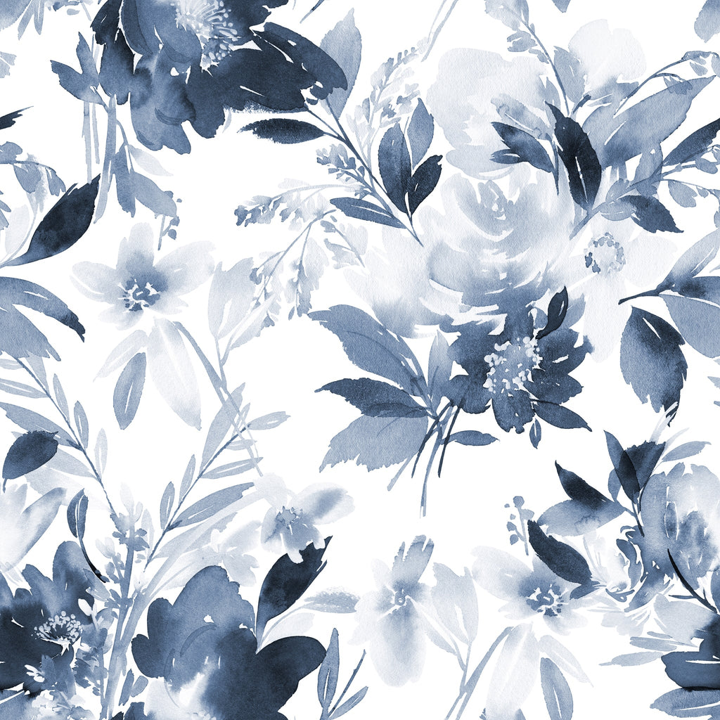 The Élodine Wallpaper — Indigo Watercolor Bloom — product view