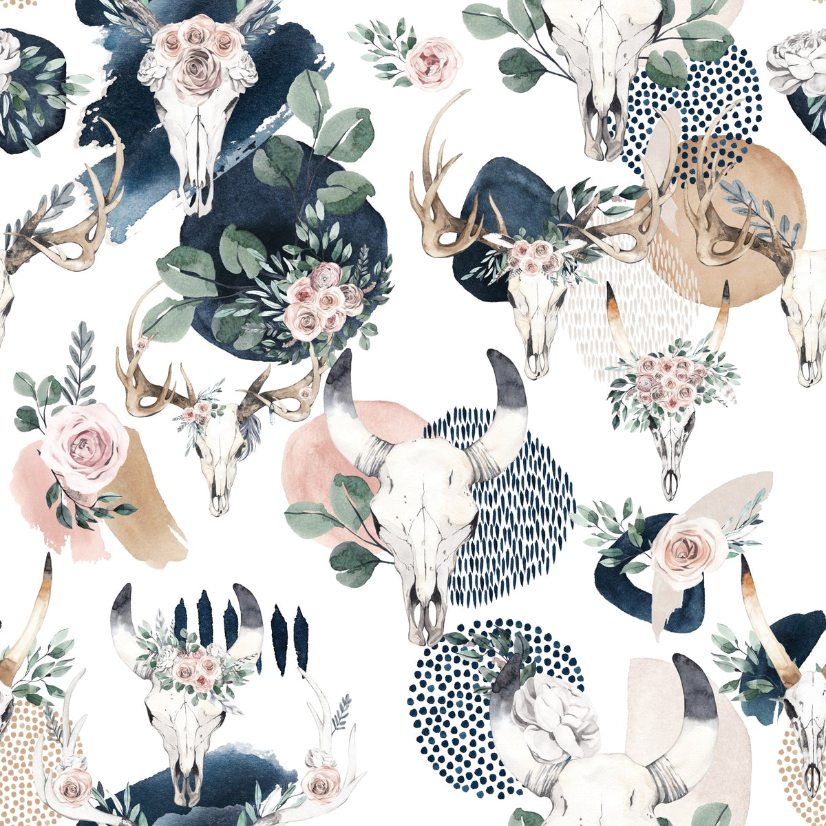 The Lawless Rose Wallpaper | Navy, Blush & Sage