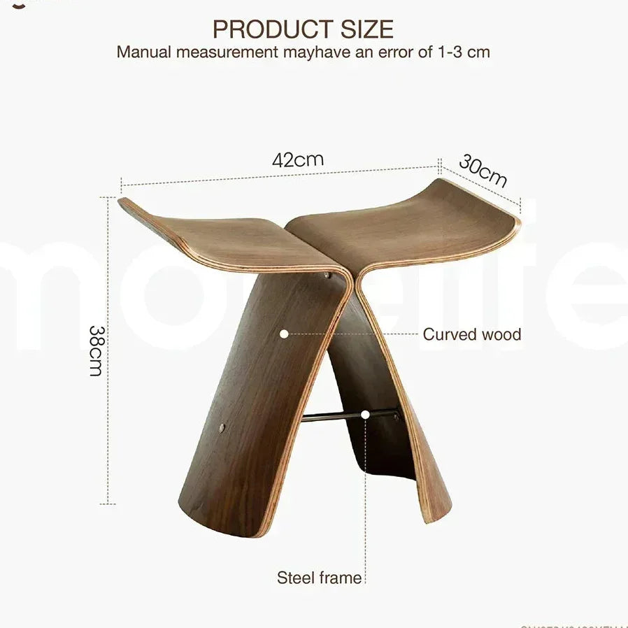 The Cléo Stool — Curved Wood & Steel — small stool ottoman storage apartment