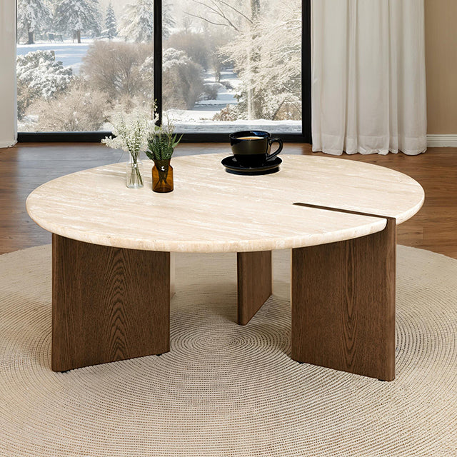 The Odette Coffee Table | Travertine & Oak