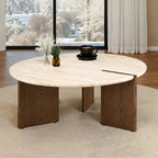 The Odette Coffee Table | Travertine & Oak