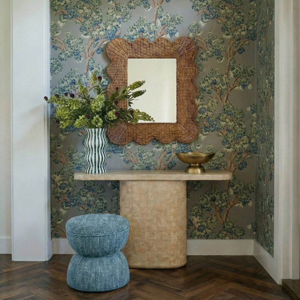 The Tomlin Ottoman — Teal Performance Chenille — tealottoman jpg