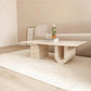 Light Travertine Designer Coffee Table with U Shaped Legs 28W x 48L - Polished Finish