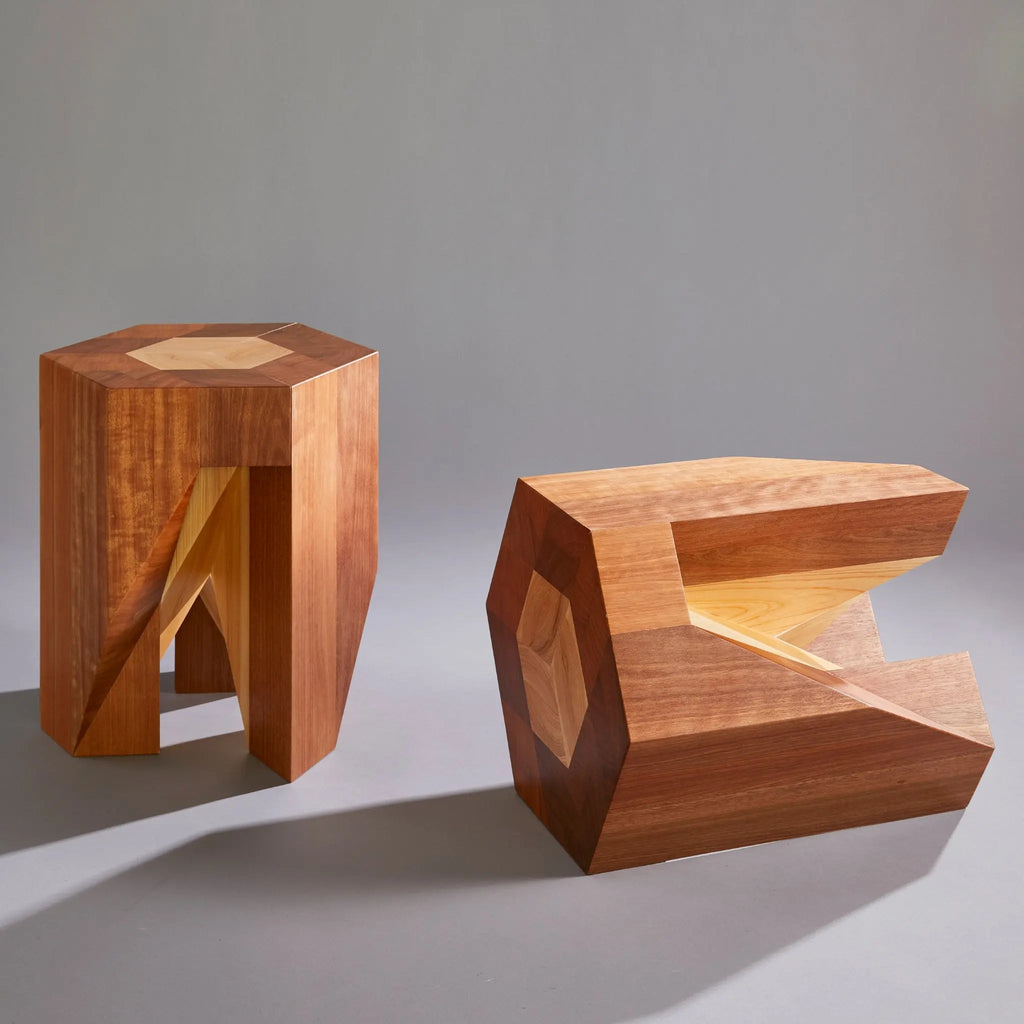The Yosegi Stool Pair | Japanese Parquetry Wood