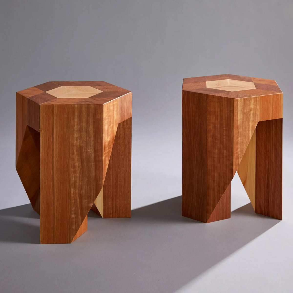The Yosegi Stool Pair | Japanese Parquetry Wood