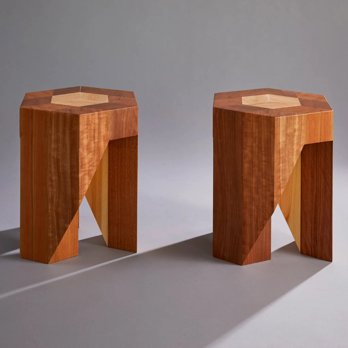 The Yosegi Stool Pair | Japanese Parquetry Wood