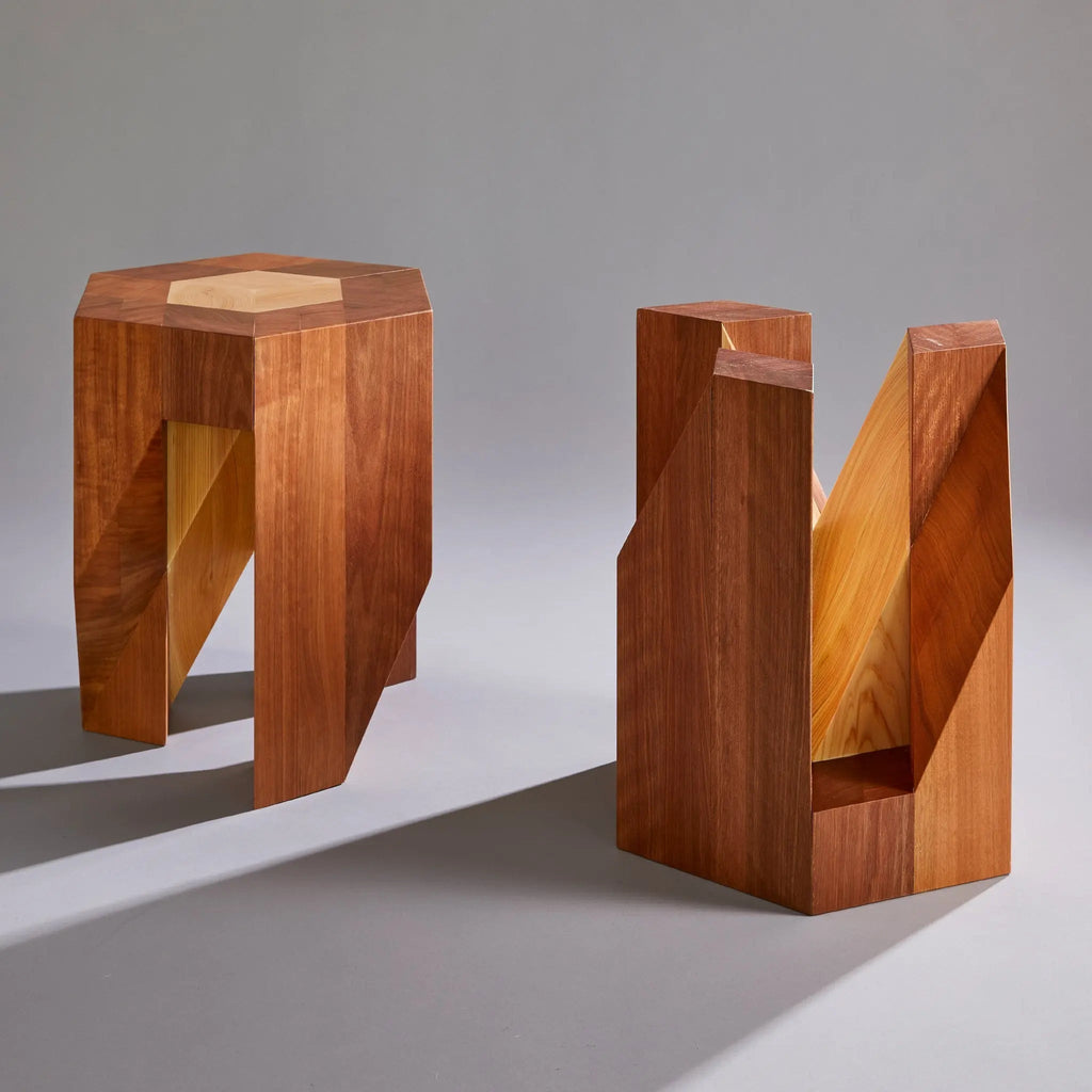The Yosegi Stool Pair | Japanese Parquetry Wood